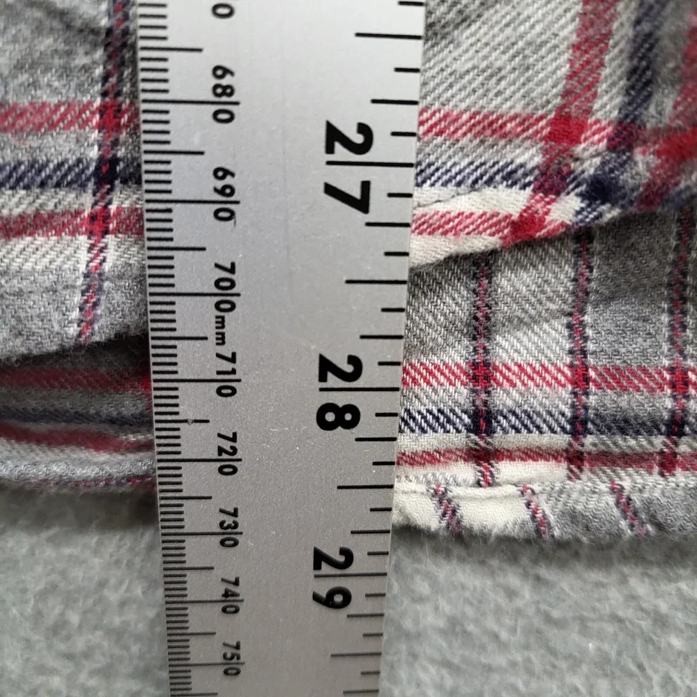 J Crew Men Button Up Shirt L‎ Gray Plaid Flannel Slim Cotton Long Sleeve